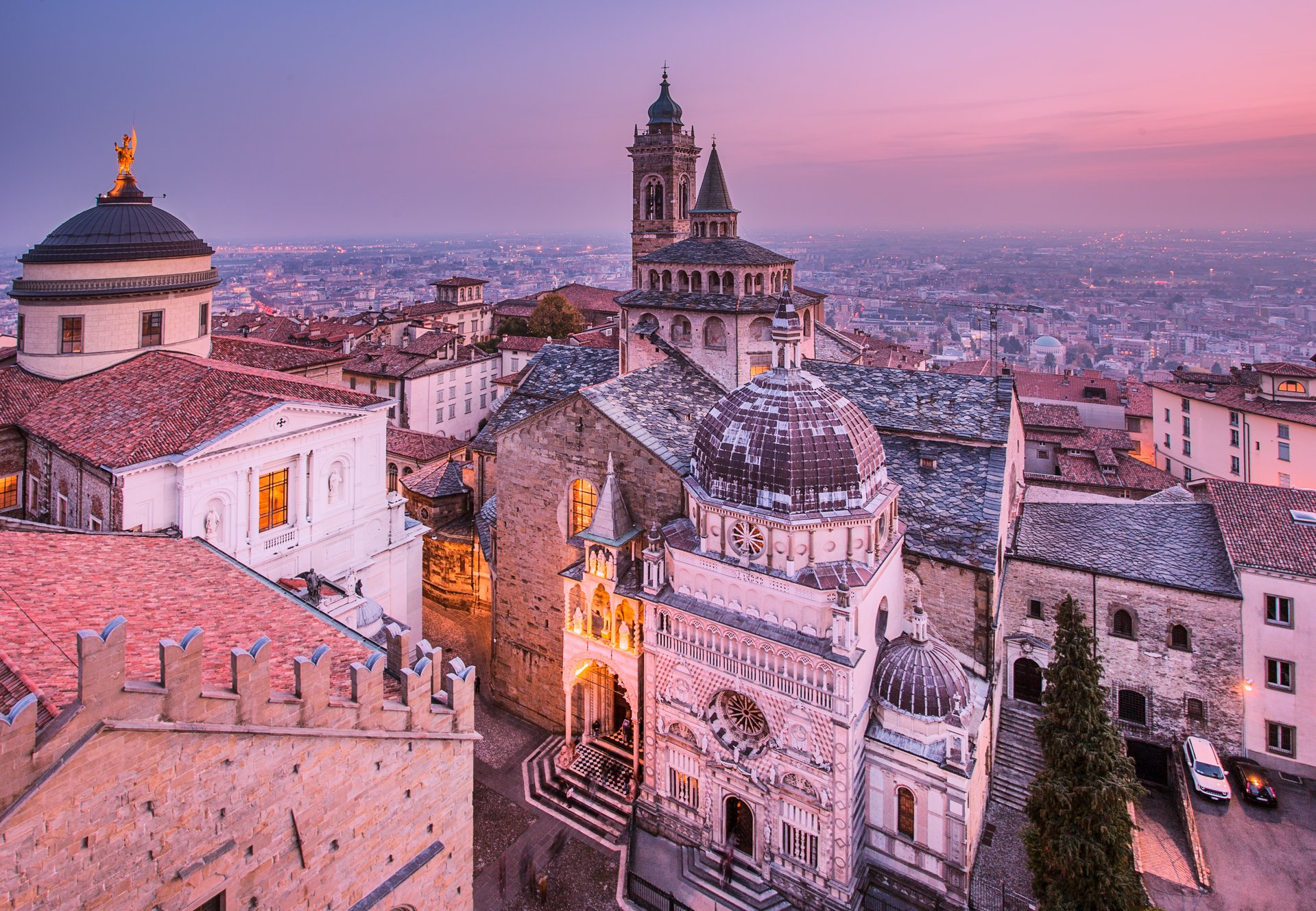 Bergamo's Città Alta at twilight