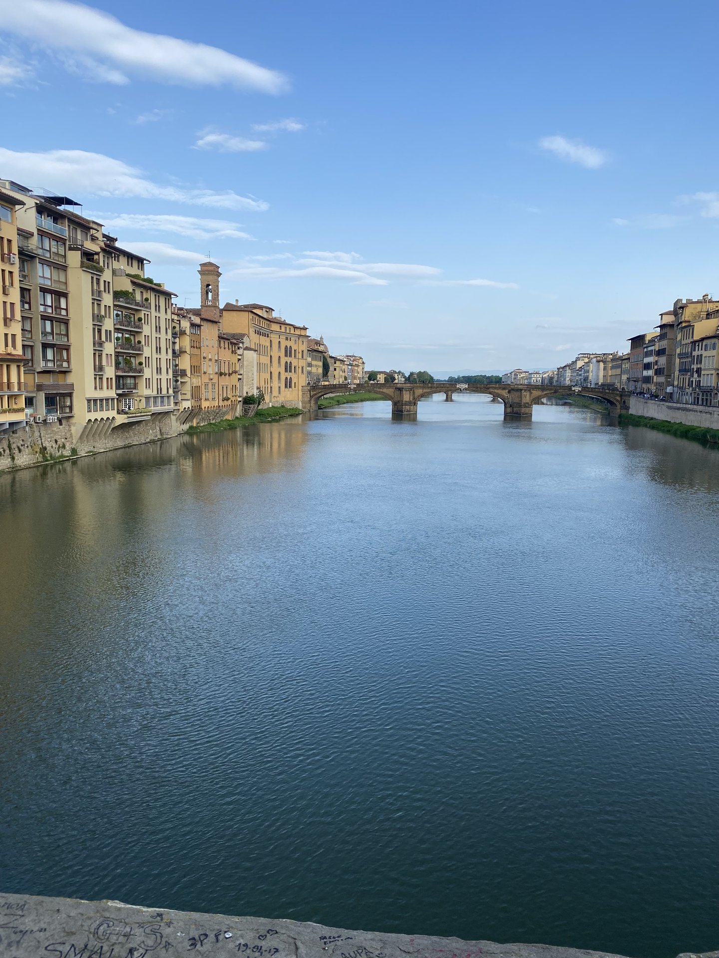 View of the Arno river and Ponte Santa Trinita from Ponte Vecchio