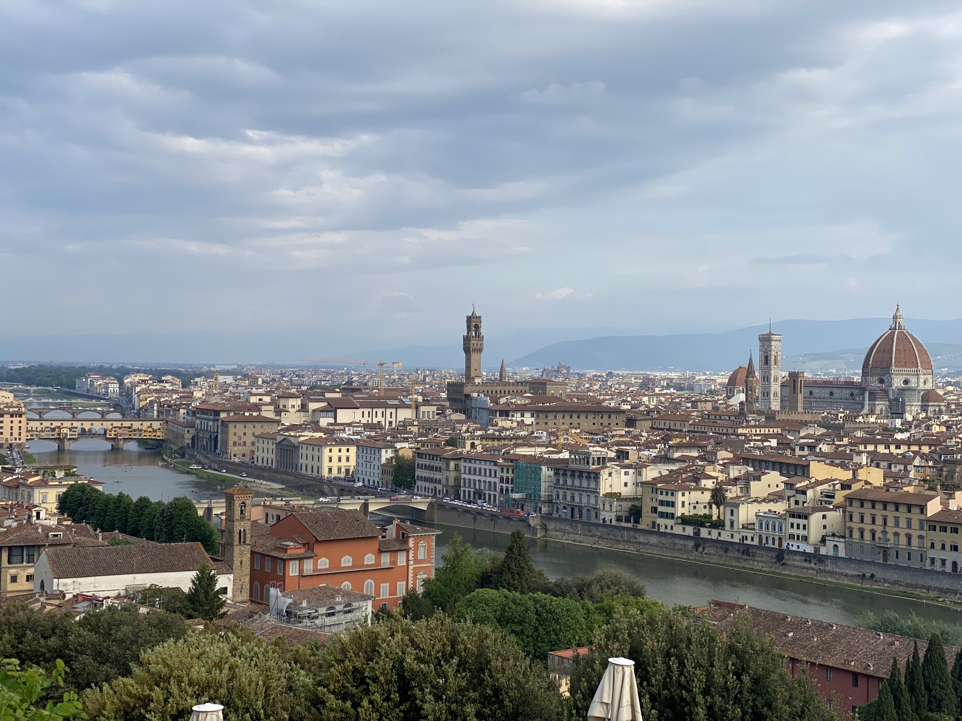Florence panorama from Piazzale Michelangelo with Palazzo Vecchio and Duomo