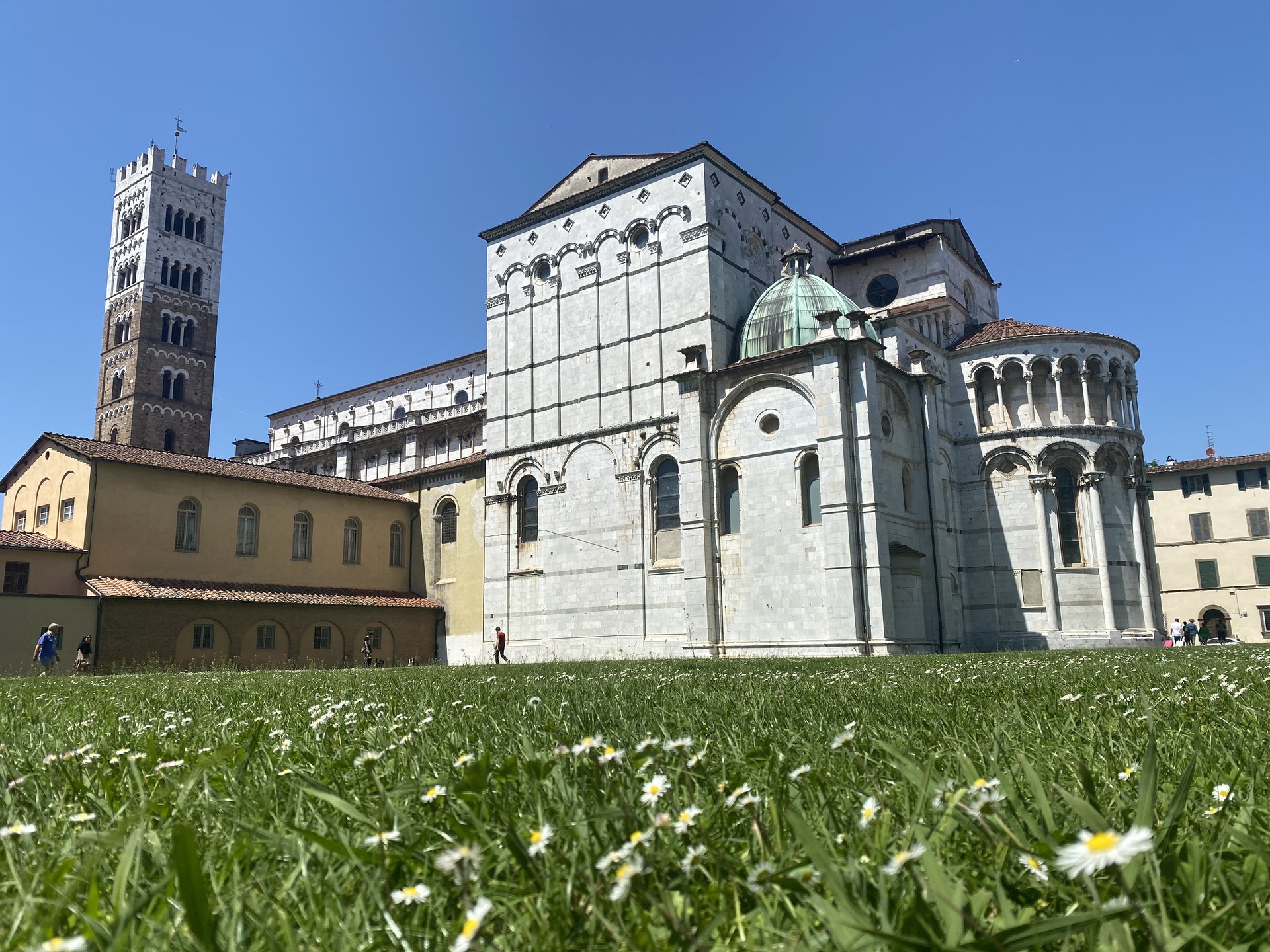 Side view of San Martino with its asymmetric campanile