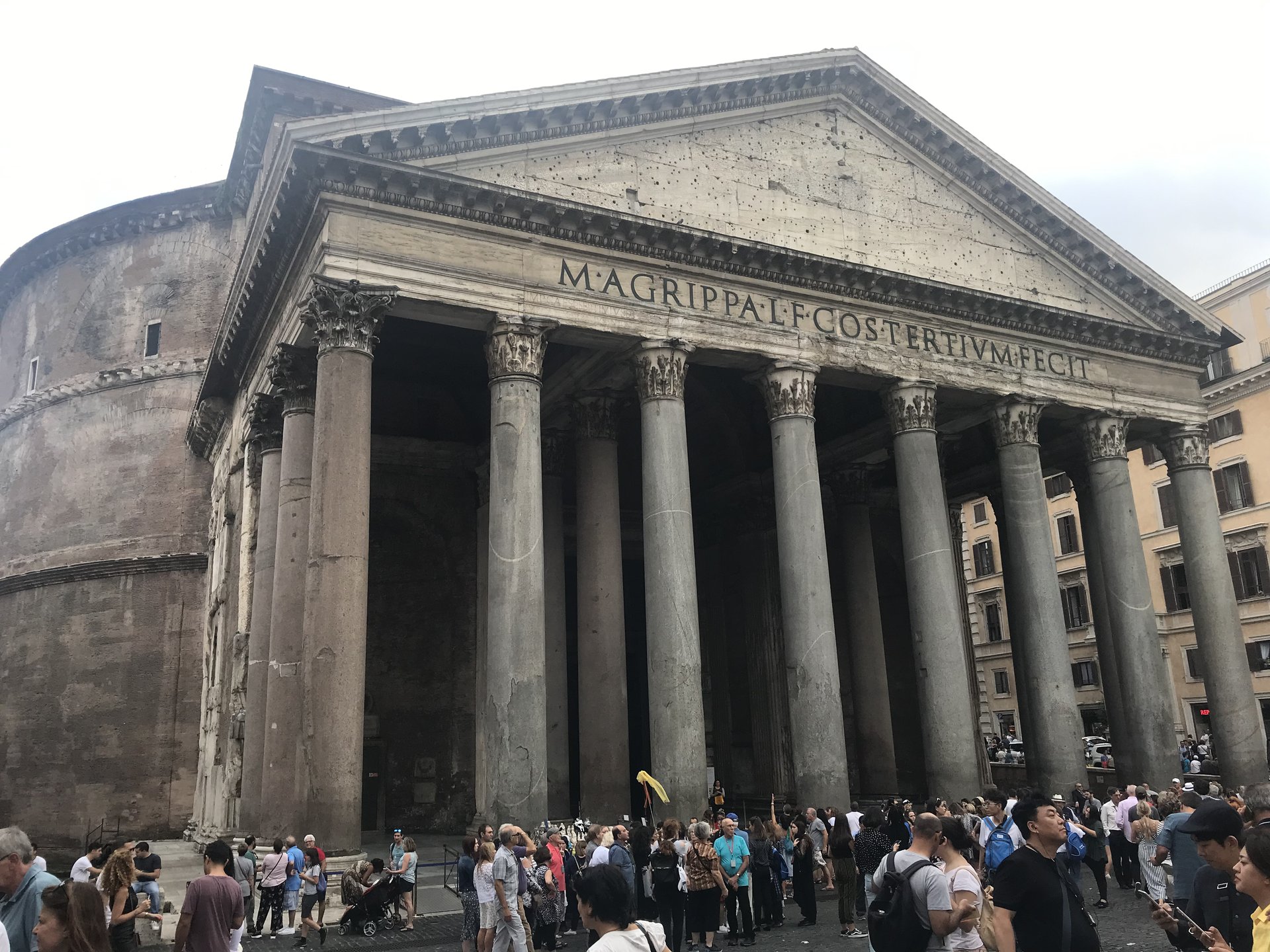 The Pantheon's portico and Corinthian columns from Piazza della Rotonda