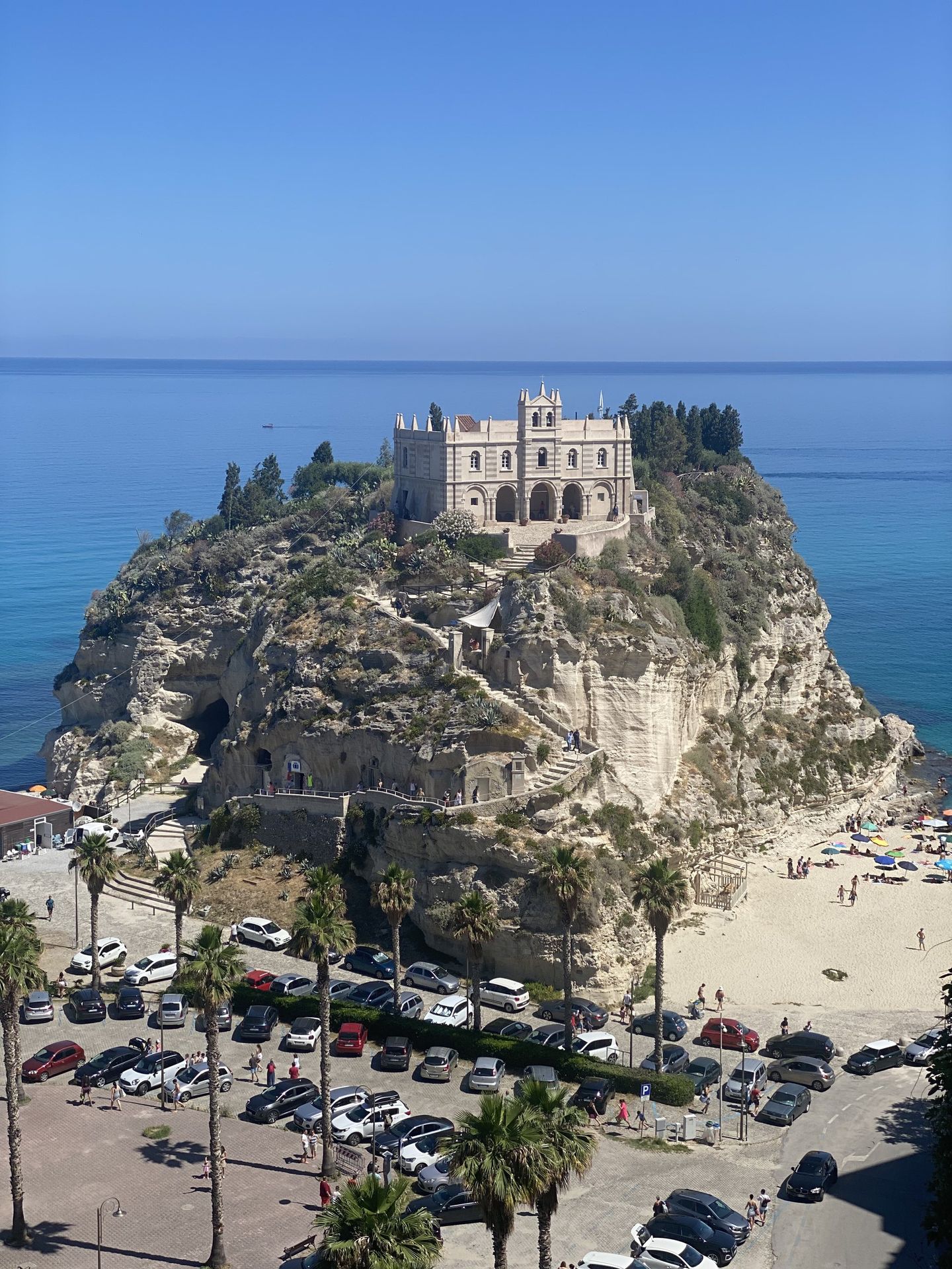 Santa Maria dell'Isola — the cliffside church above Tropea's white-sand beach, Calabria