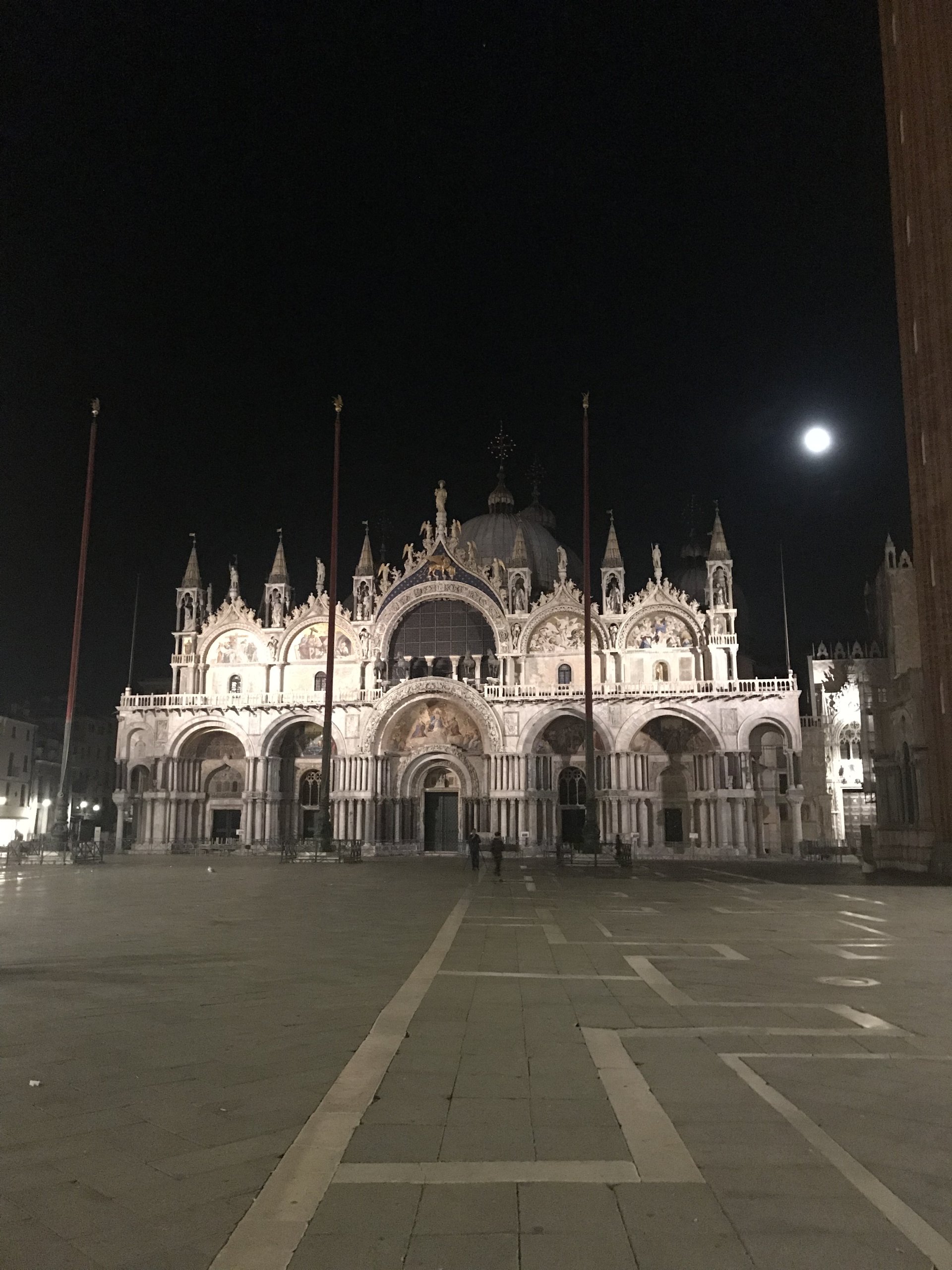 St Mark's Basilica lit at night, Piazza San Marco